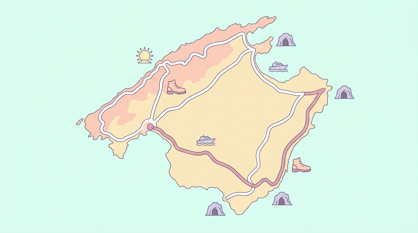 Carte éditoriale simple présentant l'itinéraire jour par jour sur 7 jours.