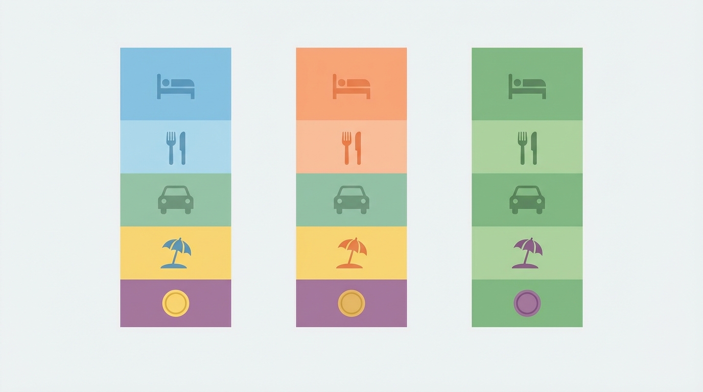 Diagramme visuel des parts de budget par profil (sans texte)