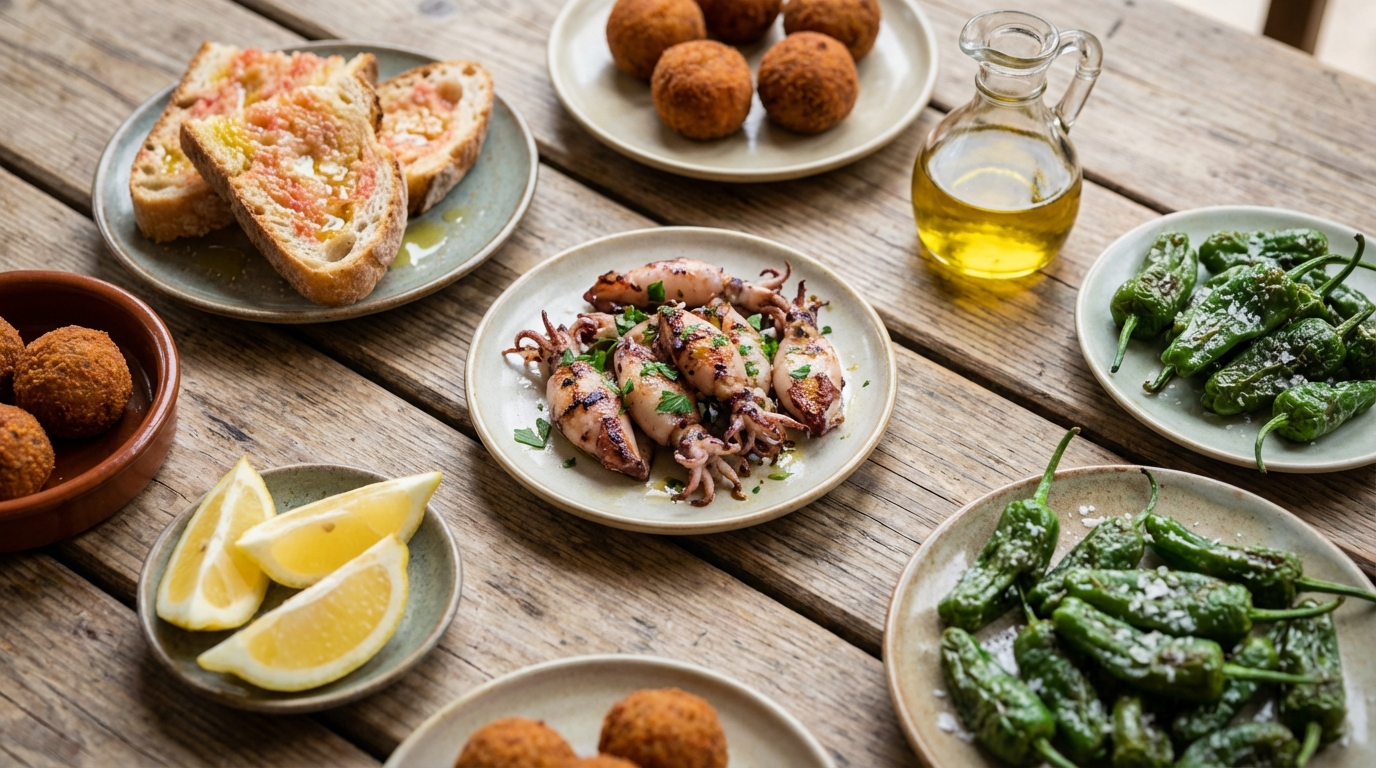 Selection of Majorcan tapas showcasing local ingredients.