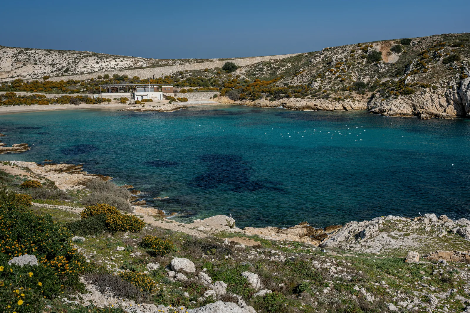 Top-down diagram of the cove and access path (no labels).