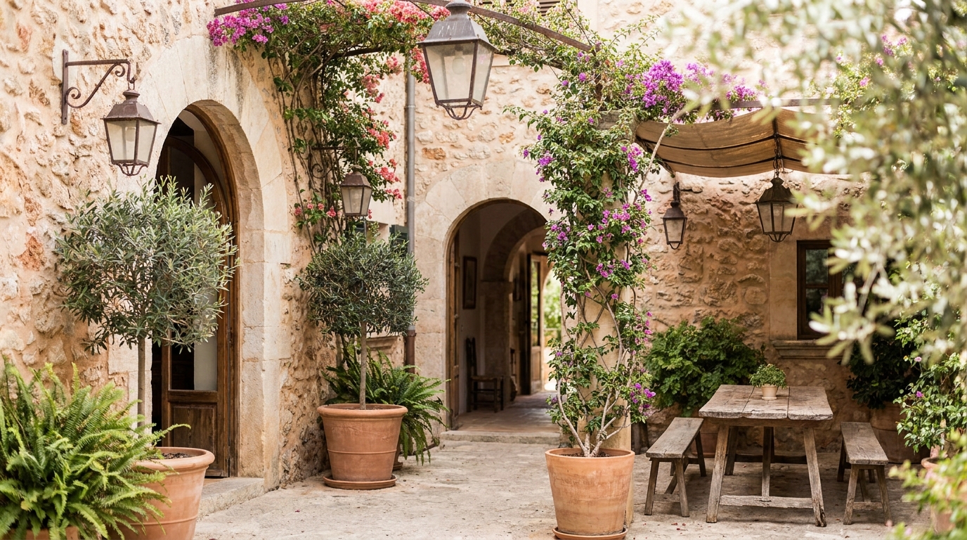 Patio intérieur typique d’une finca à Majorque
