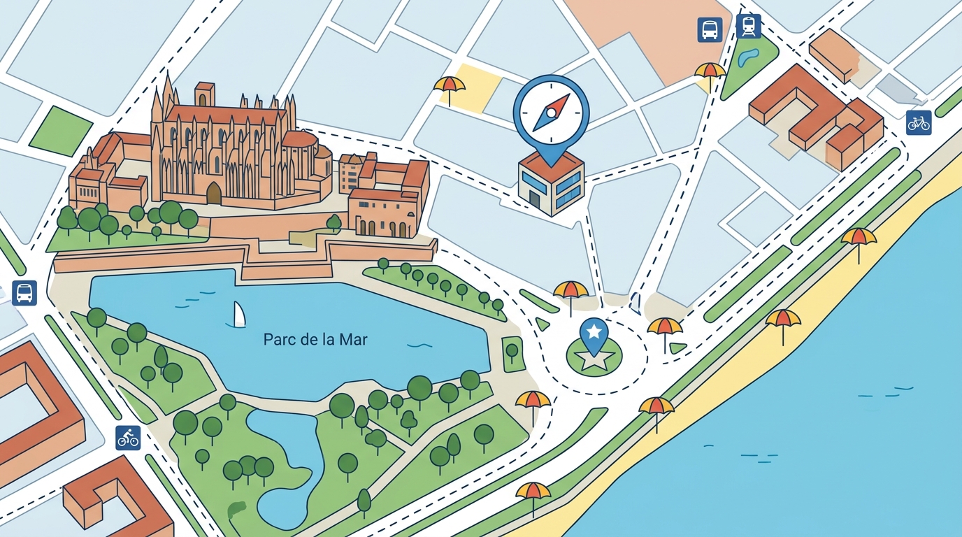 Schéma cartographique indiquant l'implantation du bureau central et des antennes saisonnières.