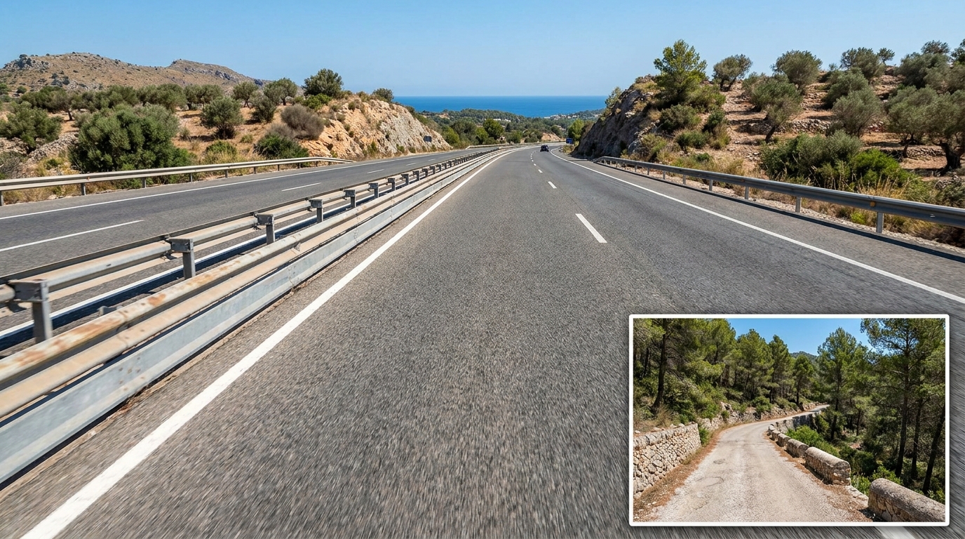 Autoroutes Ma (fluide) vs routes secondaires (plus techniques)