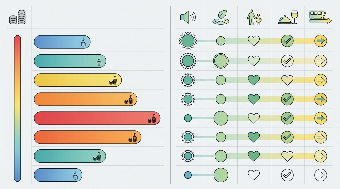 Comparatif visuel des profils et budgets