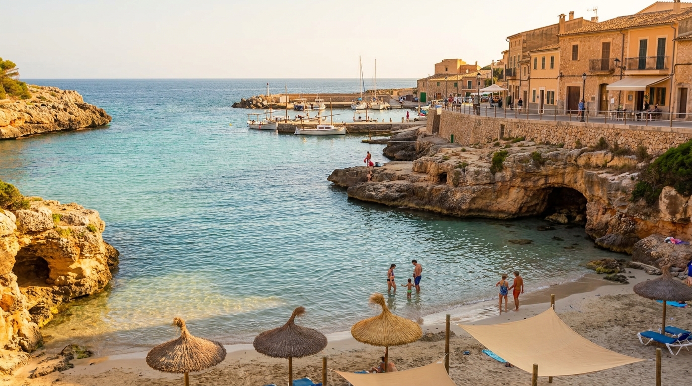Plages familiales et promenade côtière dans le sud-est de Majorque