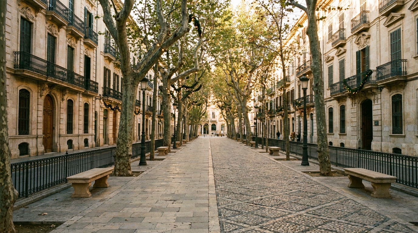 Paseo del Borne oggi: viale alberato e atmosfera storica