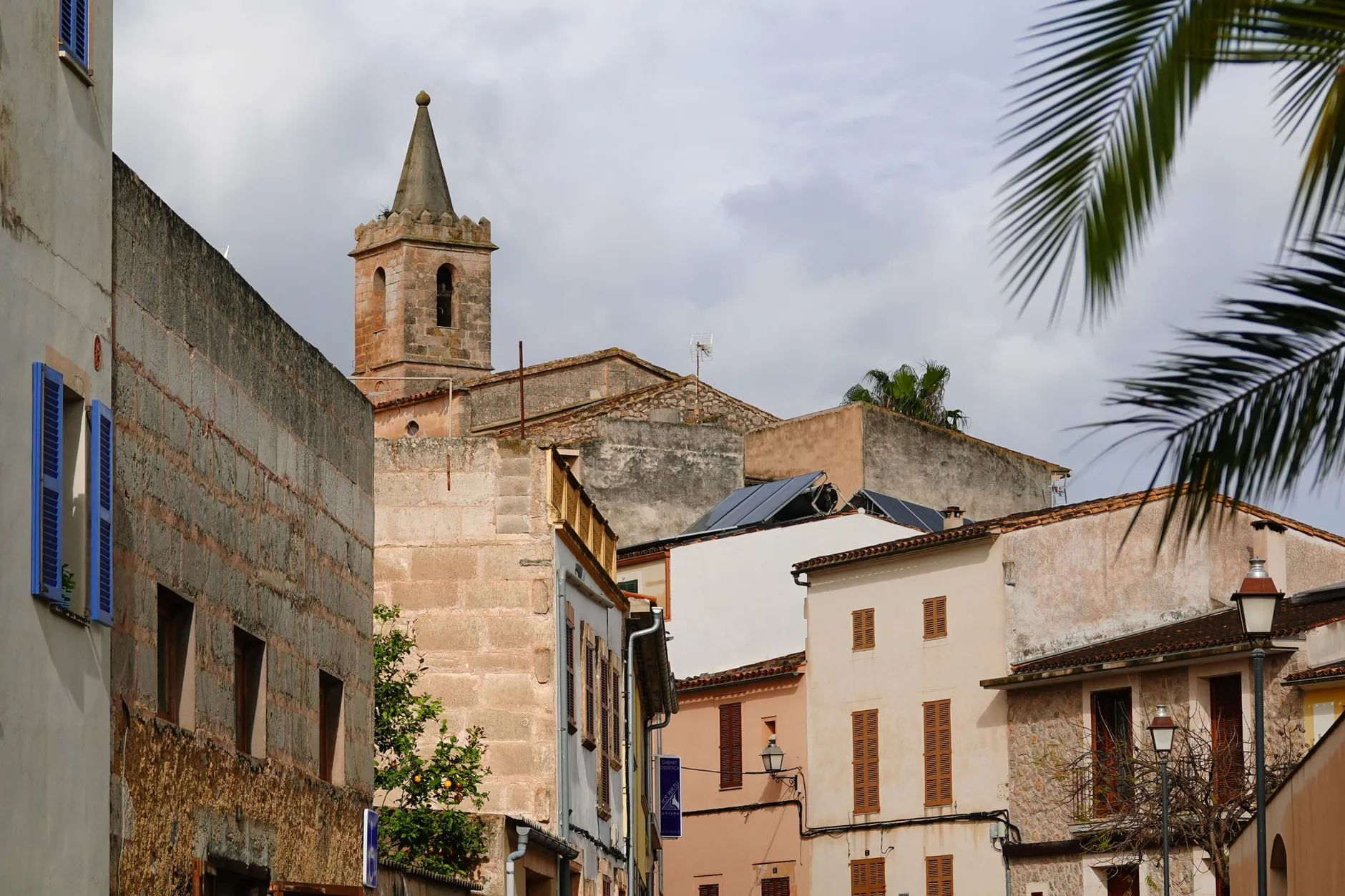 Charming streets and historic architecture of Sant Llorenç des Cardassar, Spain.